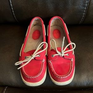 Red boat shoes